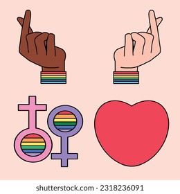cute hand drawn pride month vector elements collection