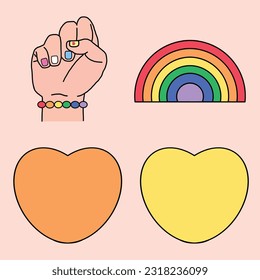 colección de elementos vectoriales del mes de orgullo dibujado a mano