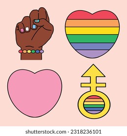 colección de elementos vectoriales del mes de orgullo dibujado a mano