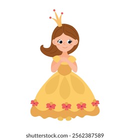 Cute hand drawn princess. White background, isolate