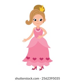 Cute hand drawn princess. White background, isolate
