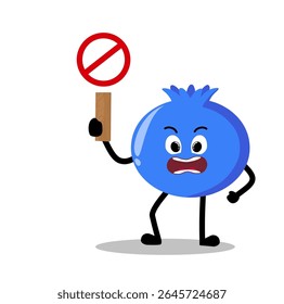 Cute Hand Drawn Protesting blueberry