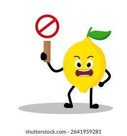 Cute Hand Drawn Protesting Lemon