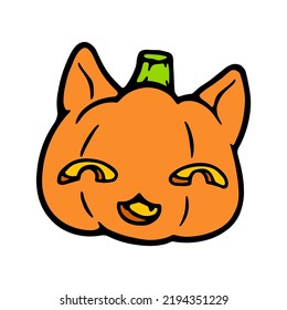 Cute hand drawn pumpkin. Color image of pumpkin for Halloween. Halloween badge. Vector illustration.