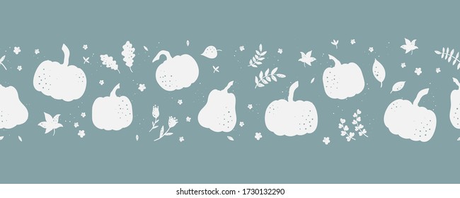 Cute hand drawn pumpkin horizontal seamless pattern, great for Thanks Giving and Autumn background, textiles, wallpapers, banners - vector design