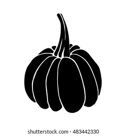 Cute hand drawn pumpkin on white background. Design element for Halloween, food label.