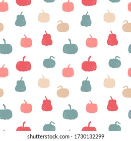 Cute hand drawn pumpkin seamless pattern, great for Thanks Giving and Autumn background, textiles, wallpapers, banners - vector design