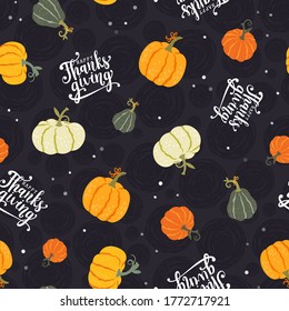 Calabaza dibujada a mano sin soldadura patrón, calabazas dibujadas a mano - grandioso como fondo de Acción de Gracias, textiles, carteles, papel pintado, envoltura - diseño vectorial