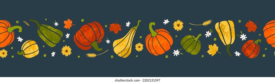 Cute hand drawn pumpkin seamless pattern, hand drawn pumpkins - great as Thanksgiving background, textiles, banners, wallpapers, wrapping - vector design 