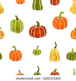 Cute hand drawn pumpkin seamless pattern, hand drawn pumpkins - great as Thanksgiving background, textiles, banners, wallpapers, wrapping - vector design 