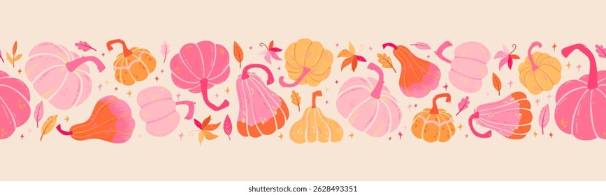 Cute hand drawn pumpkin seamless pattern, hand drawn pumpkins - great as Thanksgiving background, textiles, banners, wallpapers, wrapping - vector design