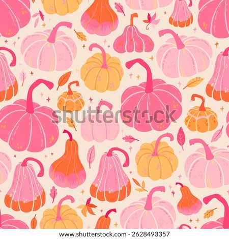 Cute hand drawn pumpkin seamless pattern, hand drawn pumpkins - great as Thanksgiving background, textiles, banners, wallpapers, wrapping - vector design