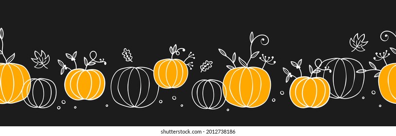 Cute hand drawn pumpkins seamless pattern, lovely doodle background, great for Halloween textiles, banners, wallpapers, wrapping - vector design