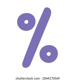 Cute hand drawn purple percent. Colorful vector illustration in clipart style isolated on background. Cartoon object.