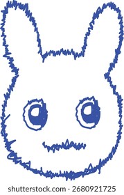 Ilustração de vetor de face de coelho desenhado à mão bonito