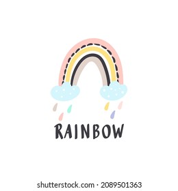 Cute hand drawn rainbows print. Rainbow for baby textiles, fabrics and baby shower cards