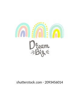 Impresión de arcos dibujados a mano. Arcoiris para textiles para bebés, tejidos y tarjetas de ducha para bebés.