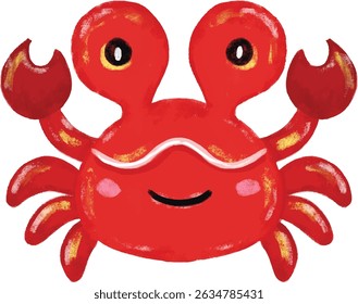 Cute hand drawn red crab doodle sea ocean beach animals illustration kids seafood sand summer season clipart crayon watercolour sticker design