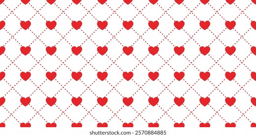 Cute hand drawn red hearts seamless pattern, lovely romantic background, great for Valentine's Day, Mother's Day, textiles, wallpapers, banners or poster