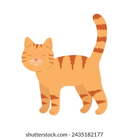 Cute hand drawn red tabby cat. Cartoon ginger cat. Vector illustration