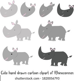 Cute Hand Drawn Rhino Clipart