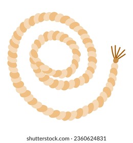 Cute hand drawn rope in cartoon style. Simple doodle of circle string or thread border. Round nautical twisted jute. Vector jute or hemp twisted cord isolated on white background