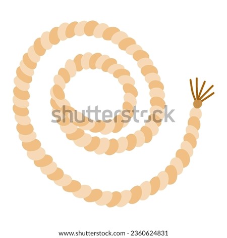Cute hand drawn rope in cartoon style. Simple doodle of circle string or thread border. Round nautical twisted jute. Vector jute or hemp twisted cord isolated on white background
