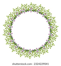 Cute hand drawn round frame with floral elements