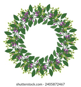 Cute hand drawn round frame with floral elements