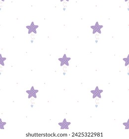 Cute hand drawn scandi theme good night sleep seamless vector pattern. Fun stars background for kids room decor, nursery art, wrapping paper, textile, fabric, wallpaper, gift, packaging, apparel.