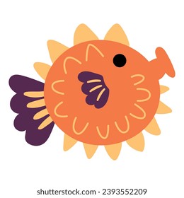 Aroma de mar dibujado a mano. Pescado de hedgehog