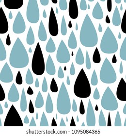 Cute hand drawn seamless background with rain drops