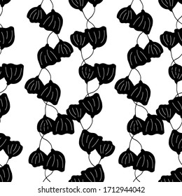 Cute hand drawn seamless pattern with flowers. Doodle vector illustration for wedding design, logo and greeting card. Vertical orientation