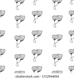 Cute hand drawn seamless pattern with flowers. Doodle vector illustration for wedding design, logo and greeting card. 