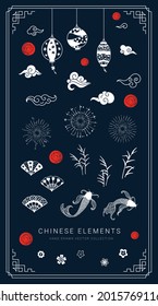 Cute hand drawn seamless pattern, chinese clouds, moon and stars, great for background, wallpapers, wrapping, textiles - vector design