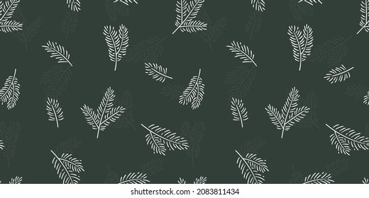 Cute hand drawn seamless pattern with fir branches and hanging decoration, great for christmas banners, wallpapers, wrapping, textiles - vector design 