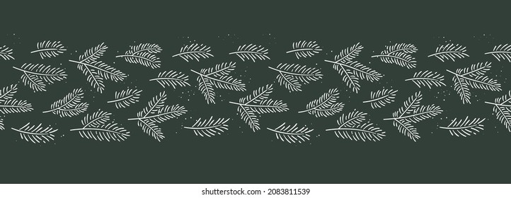 Cute hand drawn seamless pattern with fir branches and hanging decoration, great for christmas banners, wallpapers, wrapping, textiles - vector design 