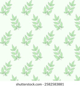 Cute hand drawn seamless pattern with branch and leaves. Spring background for Easter banners. Vector