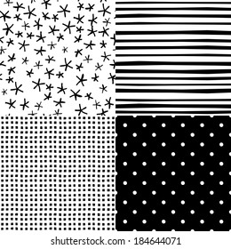 Cute Hand Drawn Seamless Patterns Set (vector Version)