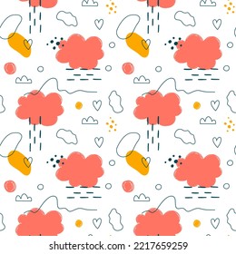 Cute hand drawn seamless patterns. Abstract contemporary modern trendy vector illustration. Design for the decor of holidays, clothes, postcards, posters