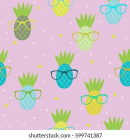 Cute hand drawn seamless pineapple pattern vector illustration.