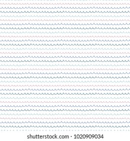 Cute hand drawn seamless vector pattern with ocean waves, on a white background. Scandinavian design style. Concept for summer, beach, kids textile print, wallpaper, wrapping paper.