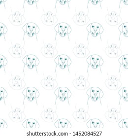 Cute hand drawn seamless vector pattern. Golden retriever, dog bowls, paw prints, and dog bones. Perfect to complement your pet lover's dreams! Great for packaging, stationary, gift wrap, and more. 