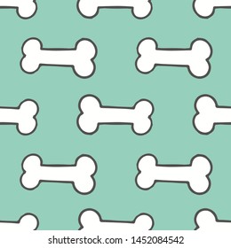 Cute hand drawn seamless vector pattern. Golden retriever, dog bowls, paw prints, and dog bones. Perfect to complement your pet lover's dreams! Great for packaging, stationary, gift wrap, and more. 