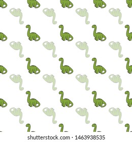 Cute hand drawn seamless vector pattern with dinosaurs. This adorable repeat pattern is great for children's packaging, fabric, gift wrap, and stationary. The unique pattern is great for boys and girl