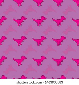 Cute hand drawn seamless vector pattern with dinosaurs. This adorable repeat pattern is great for children's packaging, fabric, gift wrap, and stationary. The unique pattern is great for boys and girl