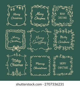 Lindos marcos de temporada dibujados a mano, ideal para pegatinas de Navidad, impresiones, tarjetas, menús - diseño de Vector