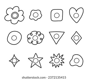 Cute hand drawn set of empty checkbox for check and cross mark. Diary note elements with check boxes in the shape of flower, star, heart, circle, cloud. For weekly planner, bullet journal, notebook