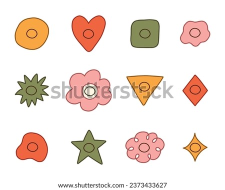 Cute hand drawn set of empty checkbox for check and cross mark. Diary note elements with check boxes in the shape of flower, star, heart, circle, cloud. For weekly planner, bullet journal, notebook