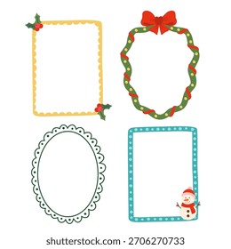 Cute hand drawn set of  isolated Christmas frames design